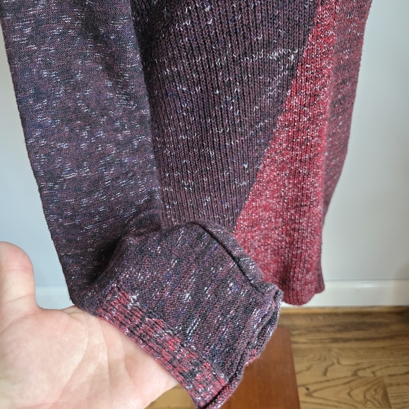 NIC+ZOE, Red Chilled Angle Colorblock Marled Ribbed Knit Sweater, Size Large - Picture 5 of 10
